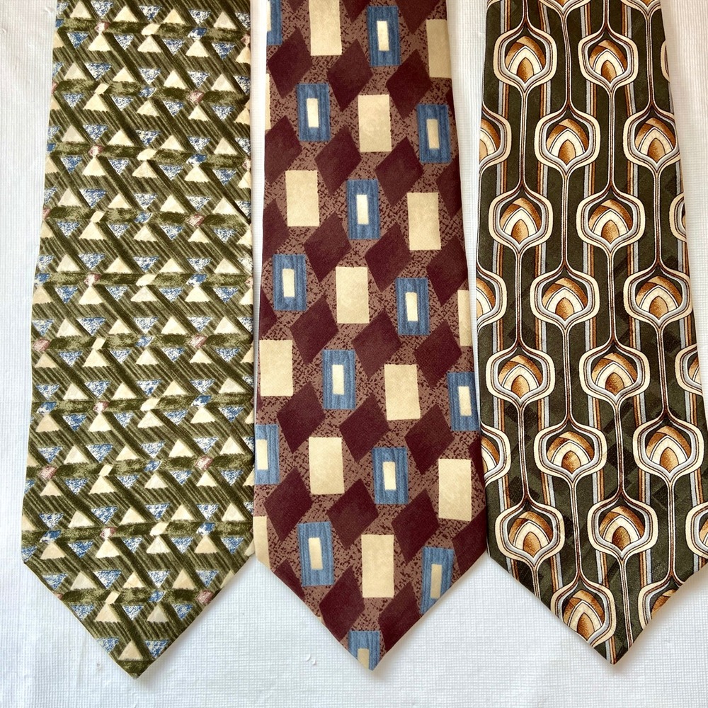 Henry Grethel Green Maroon Silk Mens‎ Ties Lot of 3